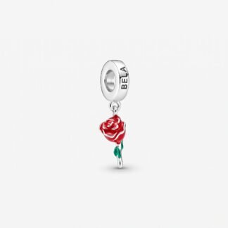 Berloque rosa da bela e a fera