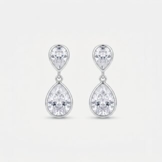 Brinco com duas gotas cristal