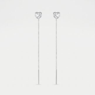 Brinco de fio coração com pedra