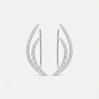 Brinco ear cuff ponta dupla cravejada