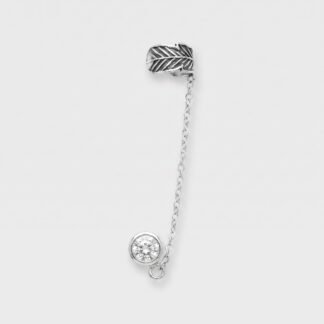 Brinco zircônia + co + piercing fake envelhecido pena