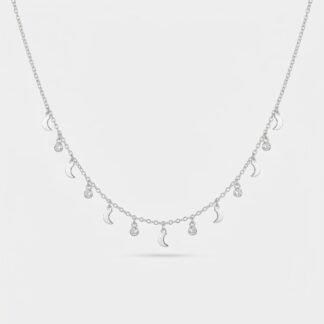 Choker com luas vazadas e pedras intercaladas