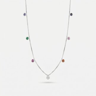 Colar danbert com sete pedras multcolor