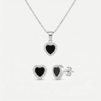 Conjunto coração cravejado