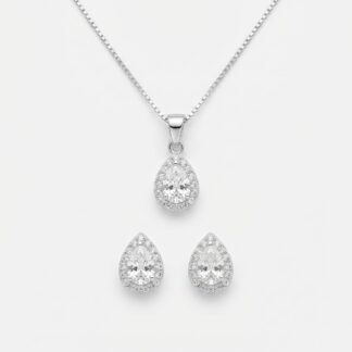 Conjunto gota cravejada com zircônia