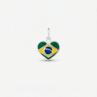 Pingente coração bandeira do brasil