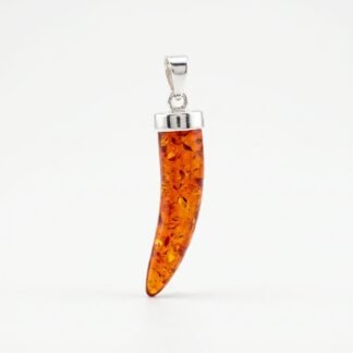 Pingente dente com pedra âmbar g