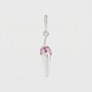 Pingente pimenta com pedras rosa