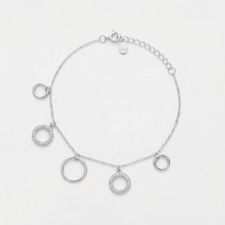 Pulseira círculos vazados e dois cravejados