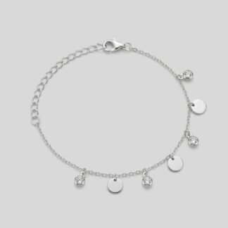 Pulseira com bolinhas e chapa redonda