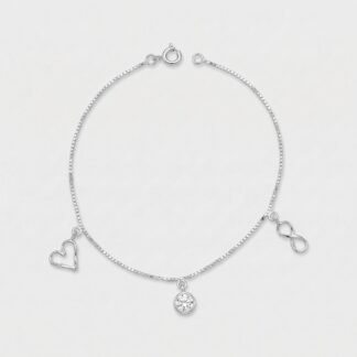 Pulseira coração infinito ponto de luz
