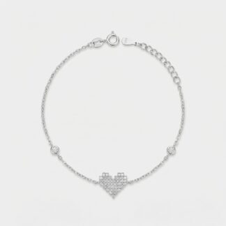 Pulseira coração cravejado
