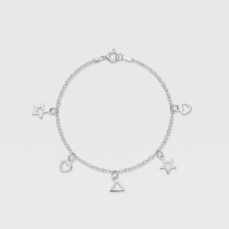 Pulseira coração triângulo estrela vazadas