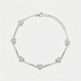 Pulseira corações cravejados