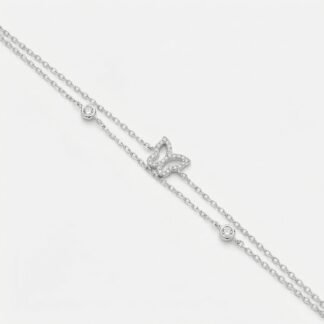 Pulseira dupla borboleta + 2 pedras