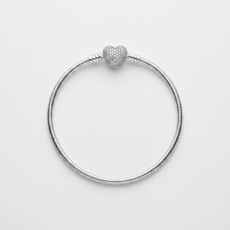 Pulseira para berloques coração cravejado