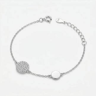 Pulseira redonda chapa lisa e chapa cravejada